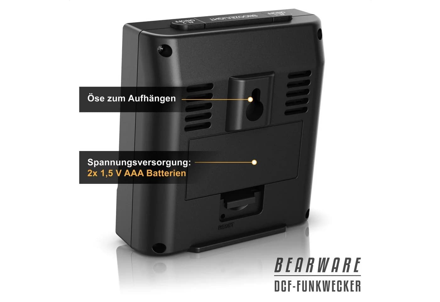 BEARWARE Reisewecker Digital DCF-Funkwecker 2 Alarme Snooze Temperaturanzeige - Bild 4