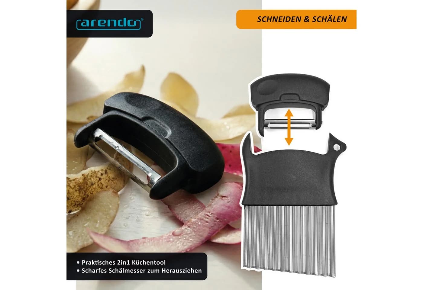 Arendo Wellenschneider mit Schäler Edelstahl 2in1 - Bild 5
