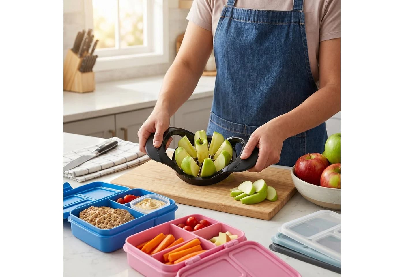 Arendo Obstschneider Apfelteiler mit Edelstahlklingen und Soft-Touch-Griffen - Bild 3