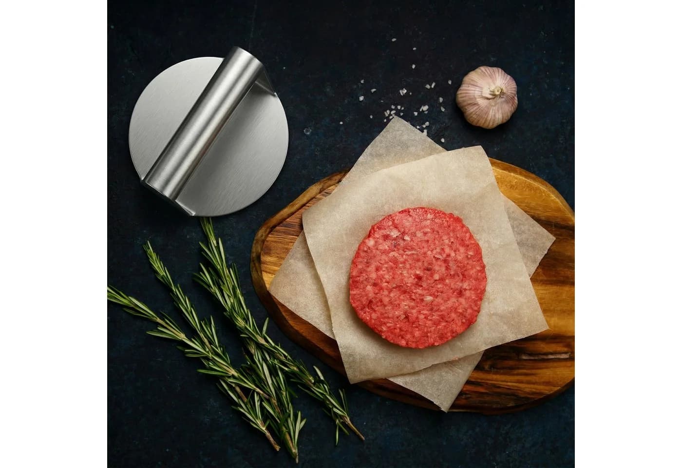 Arendo Edelstahl Burgerpresse 14 cm für Smash Burger