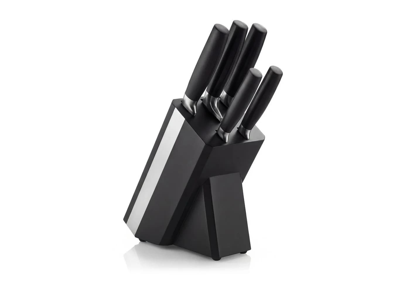 Arendo Messerblock 5-teilig mit Holzblock & Edelstahl Messern Schwarz - Bild 2
