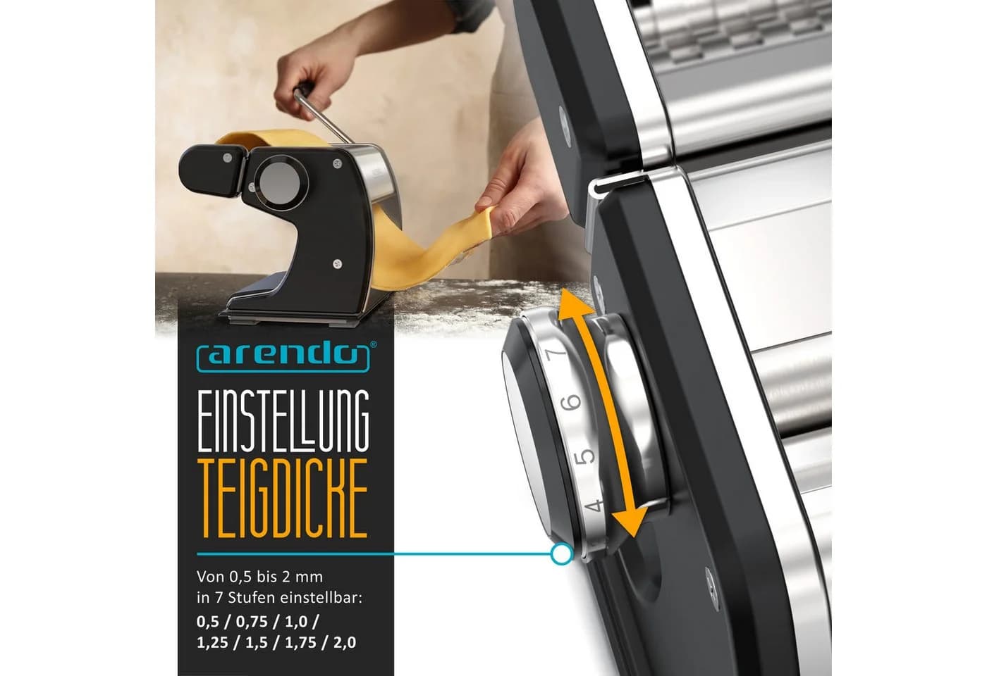 Arendo Nudelmaschine Manuell Edelstahl 7-Stufen - Bild 5