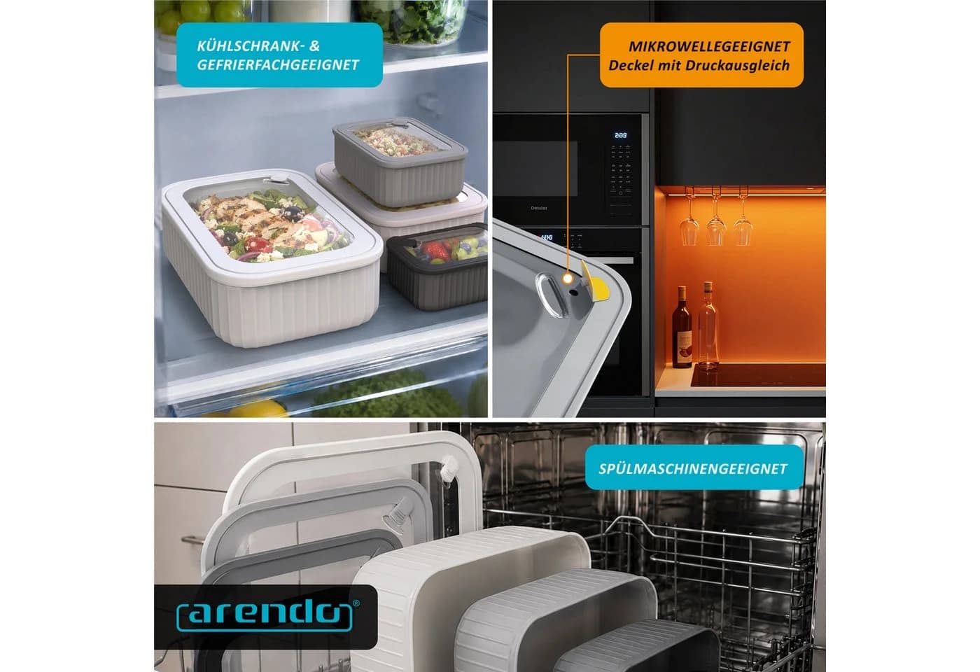 Arendo Frischhaltedosen 4er Set Bunt Stapelbar - Bild 4