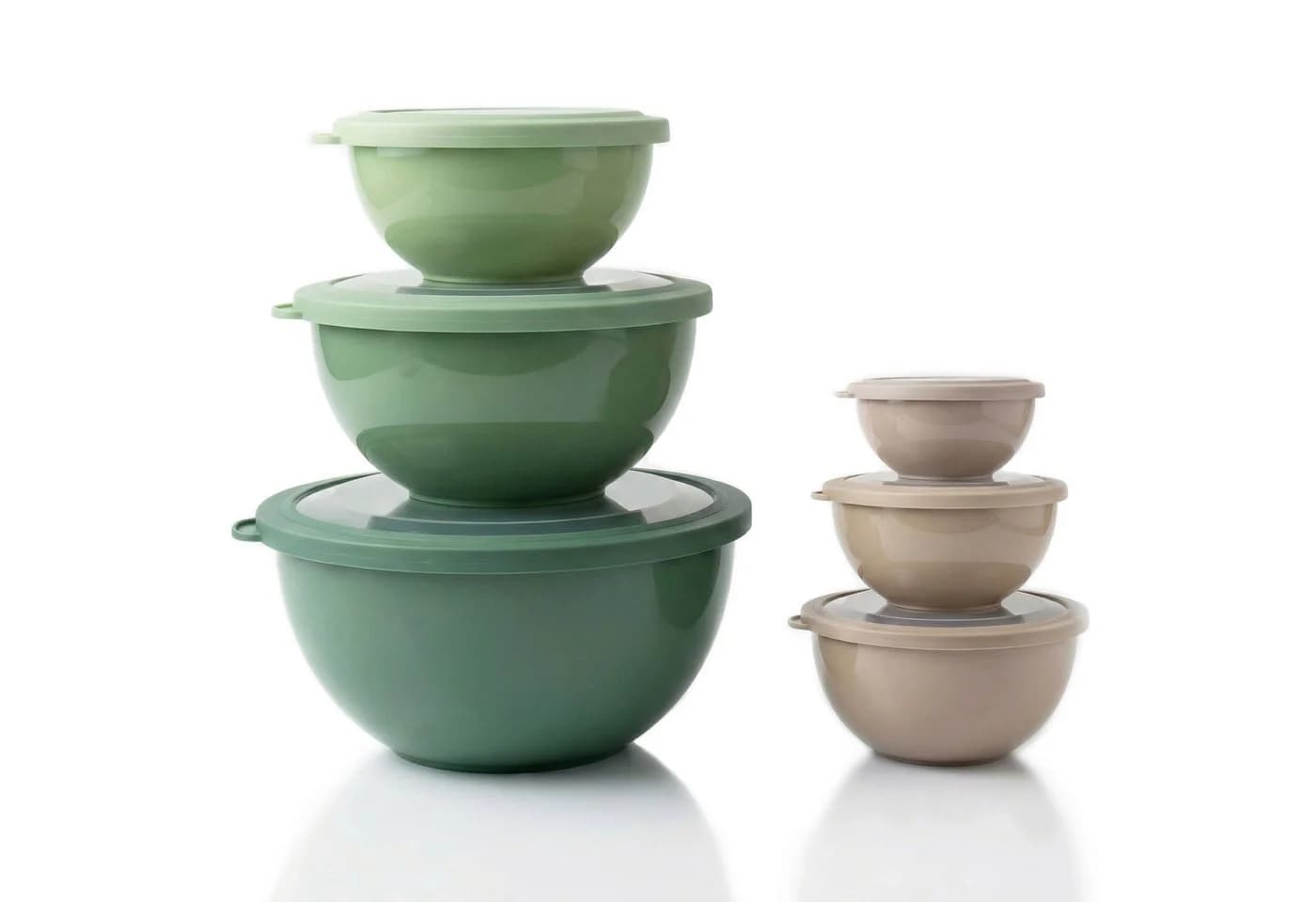 Arendo Salatschüssel 6er Set Grau/Grün mit Deckel stapelbar - Bild 2