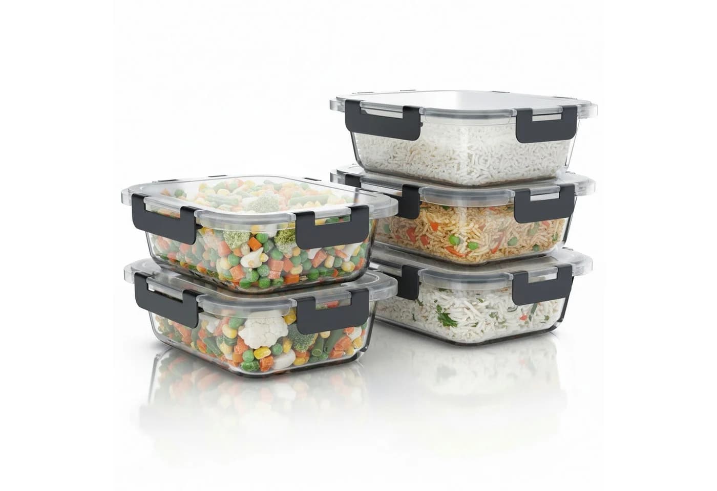 Arendo Frischhaltedose 5er Set Glas Lunchboxen transparent - Bild 2