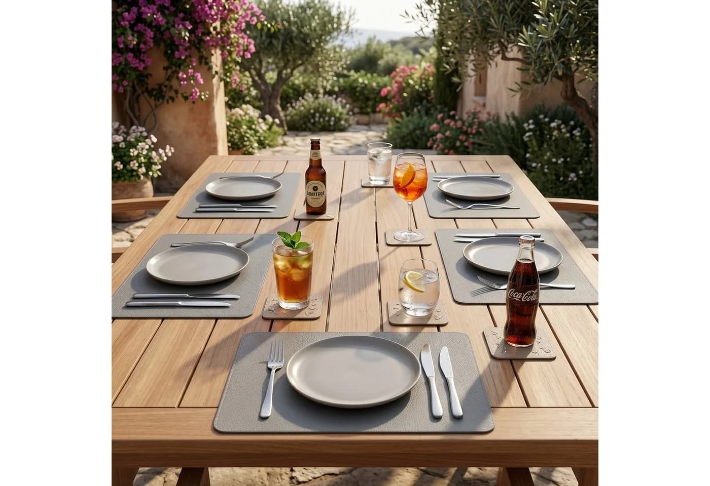 Arendo Platzset 6er Set Premium Tischset doppelseitig Grau Beige - Bild 5