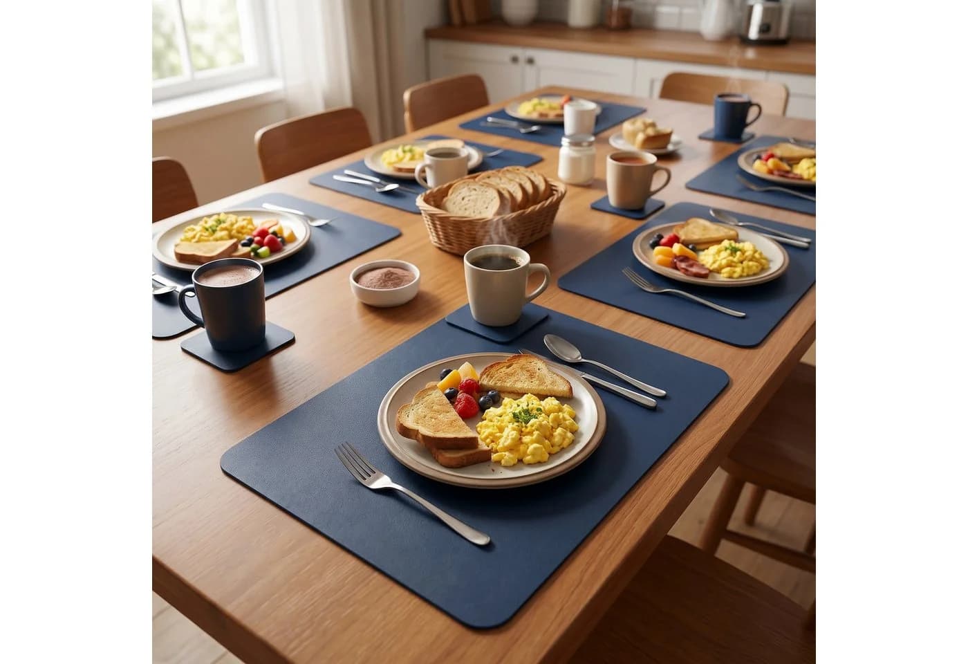Arendo Platzset 6er Set Premium Kunstleder Dunkelblau - Bild 5