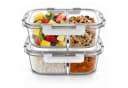 Arendo Frischhaltedose 2er Set Glas 1500ml mit 2 Fächern transparent Bild 2