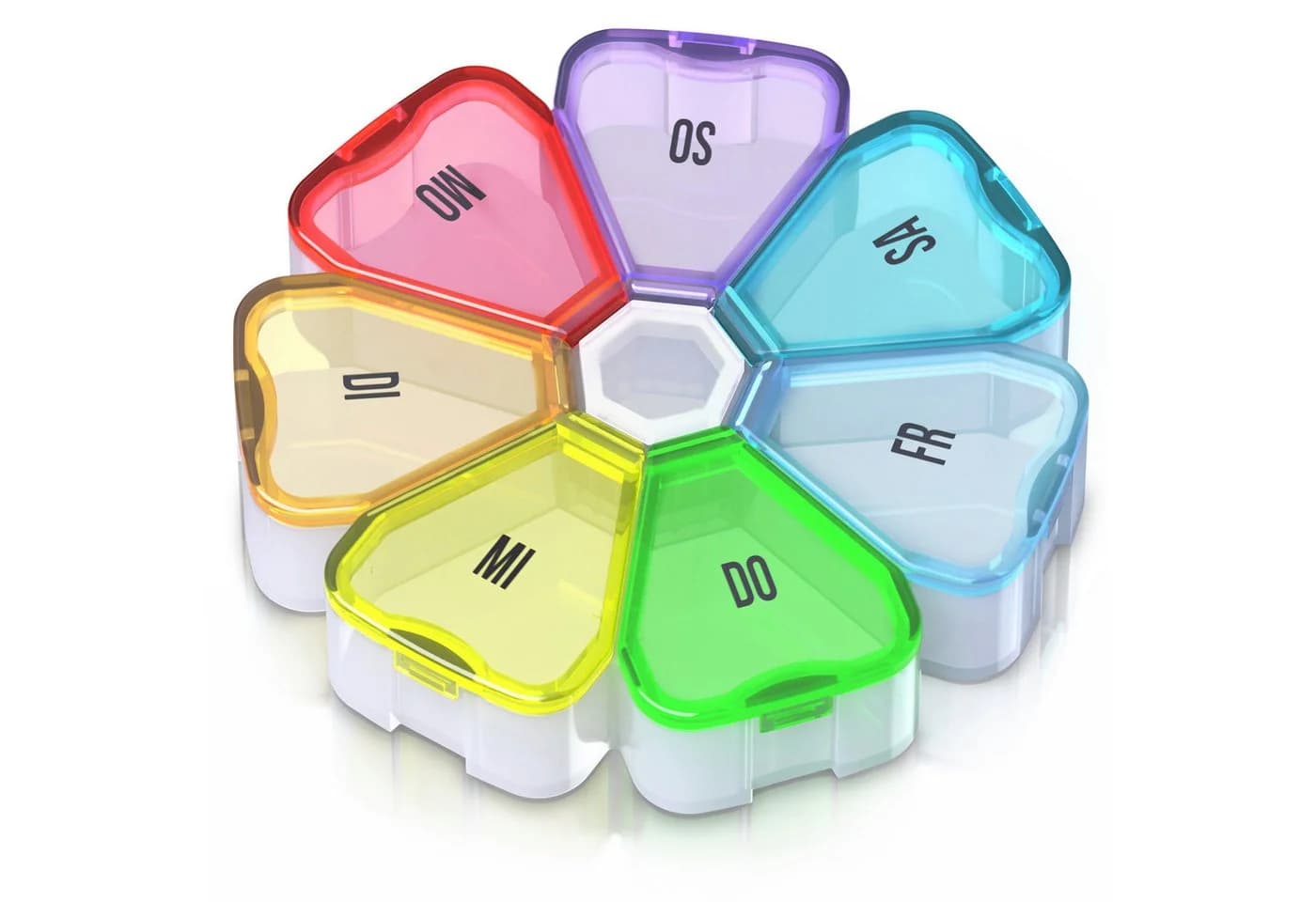 MyBeo Pillendose 7-Tage Blumenmuster Bunt Transparent