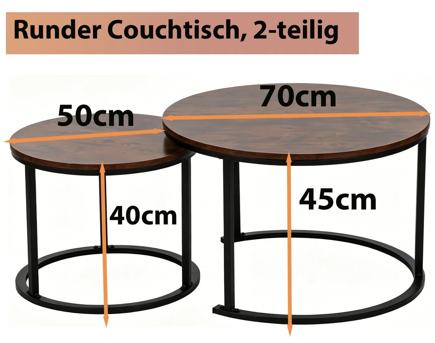 BIGTREE Couchtisch 2er Set Braun Marmoroptik