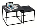 BIGTREE Couchtisch 2er Set Modern Industrial Metall Holz Schwarz Bild 2