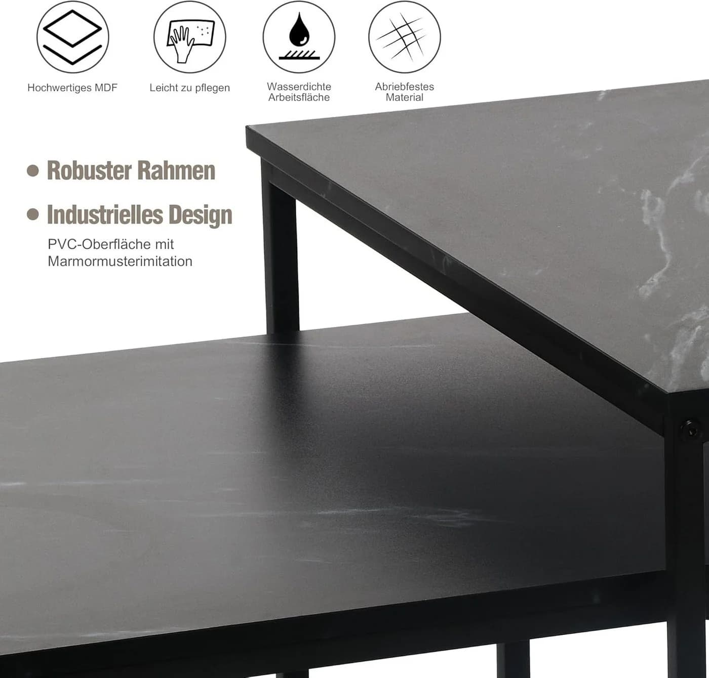 KAHOO Couchtisch Modern Quadratisch Satztisch - Bild 5