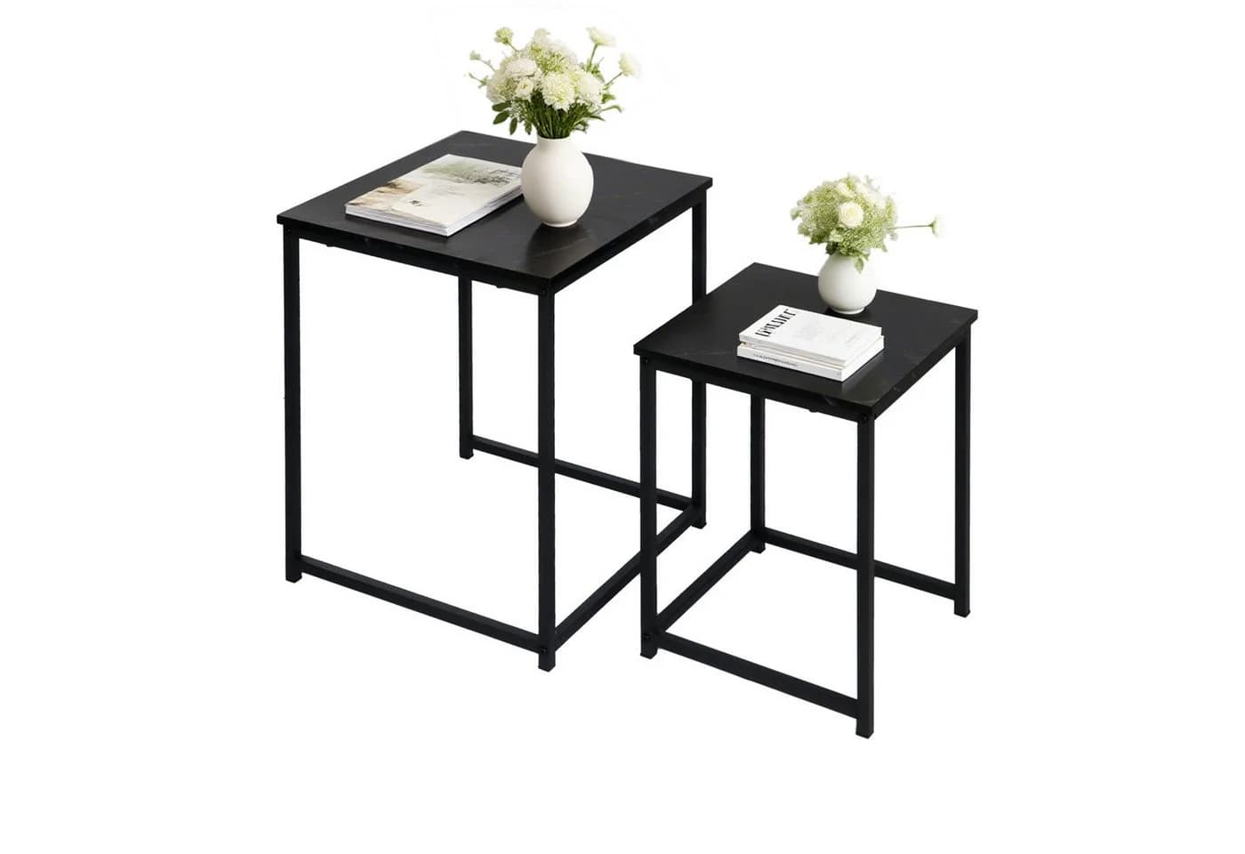 KAHOO Couchtisch 2er-Set Schwarz Quadratisch Industrial Design - Bild 2