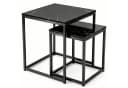 BIGTREE Couchtisch 2er Set Quadratisch Schwarz Metall Holz Bild 2
