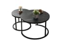 KAHOO Couchtisch-Set 2tlg. Schwarz Marmormuster Rund Bild 1