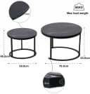 KAHOO Couchtisch-Set 2tlg. Schwarz Marmormuster Rund Bild 3