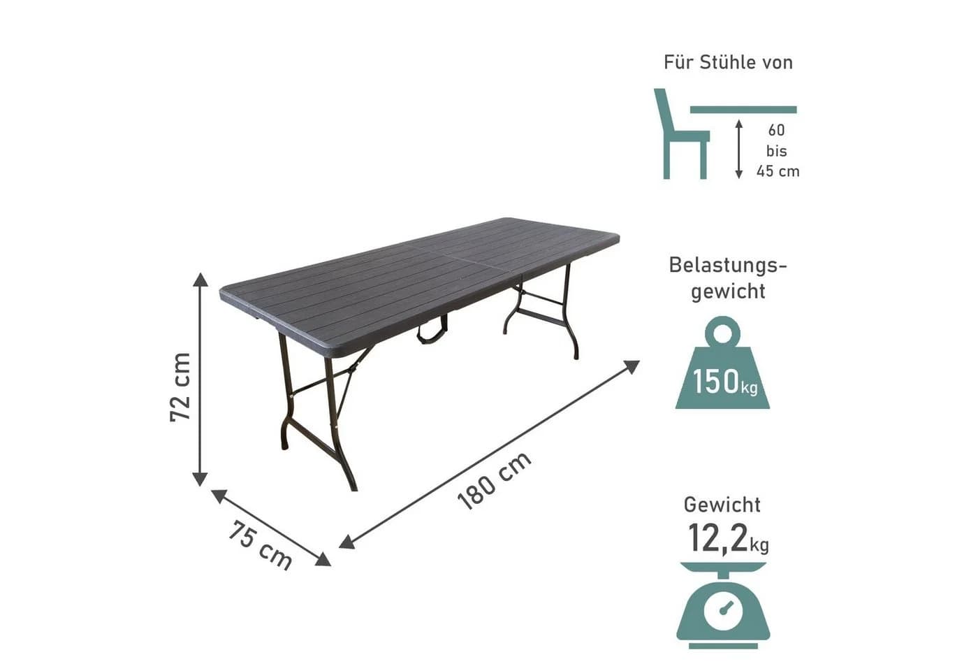 Lemodo Klapptisch Koffertisch Schwarz Multifunktional