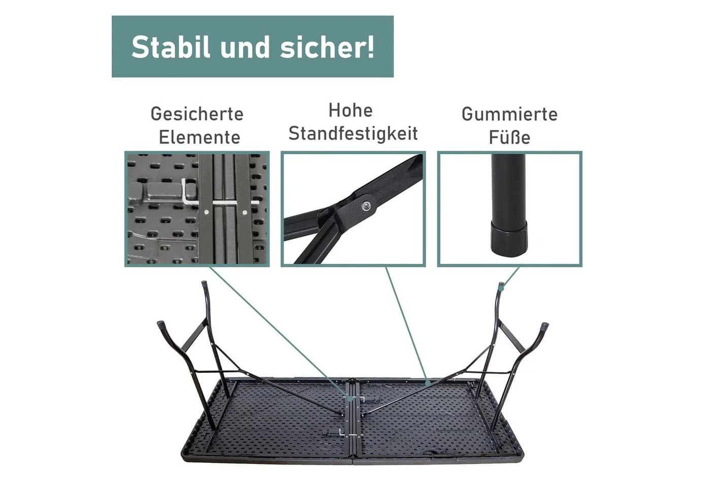 Lemodo Klapptisch Koffertisch Schwarz Multifunktional - Bild 4