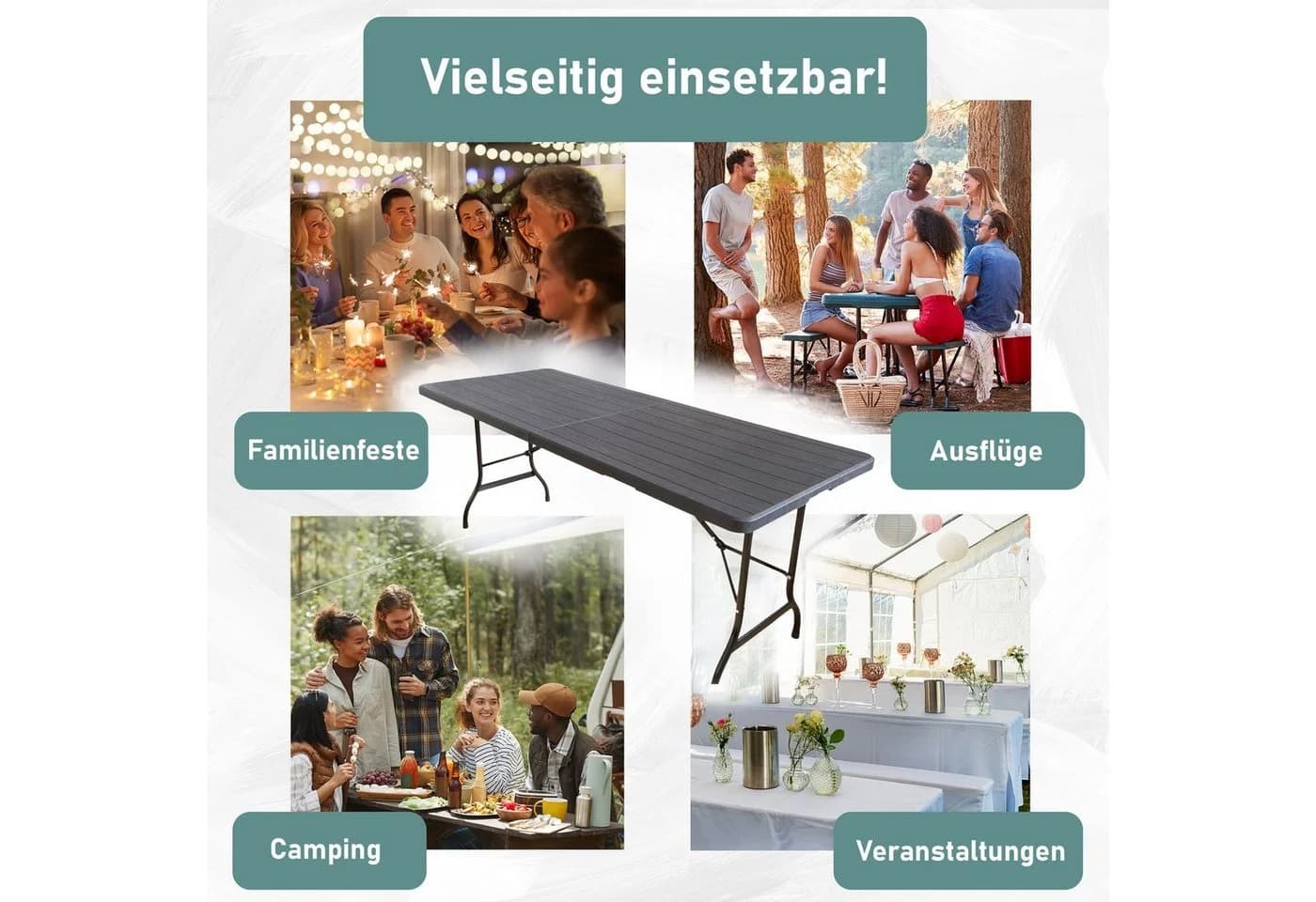 Lemodo Klapptisch Koffertisch Schwarz Multifunktional - Bild 5