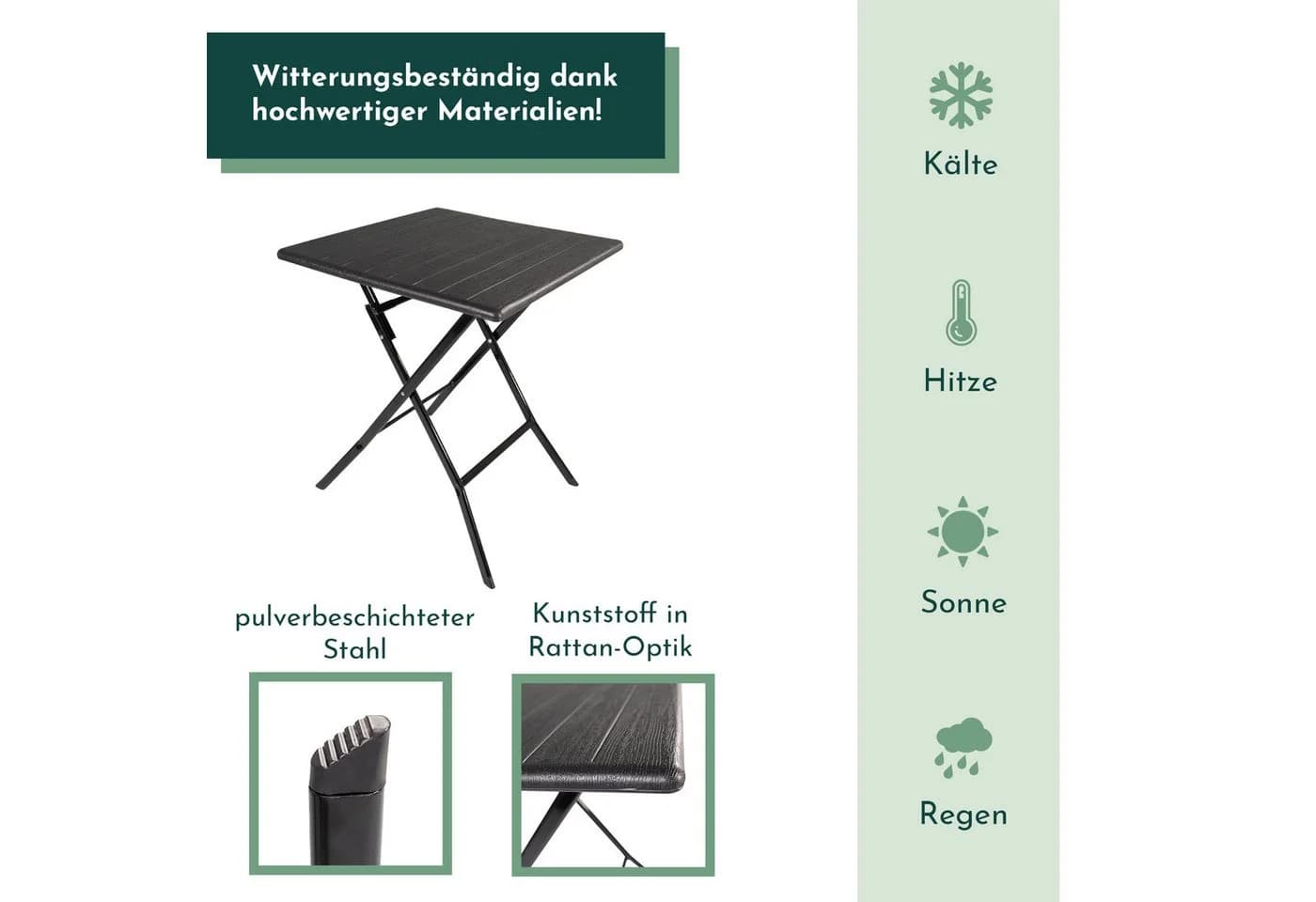 Lemodo Klapptisch Balkontisch mit Kunststoff-Platte in Holz-Optik - Bild 4