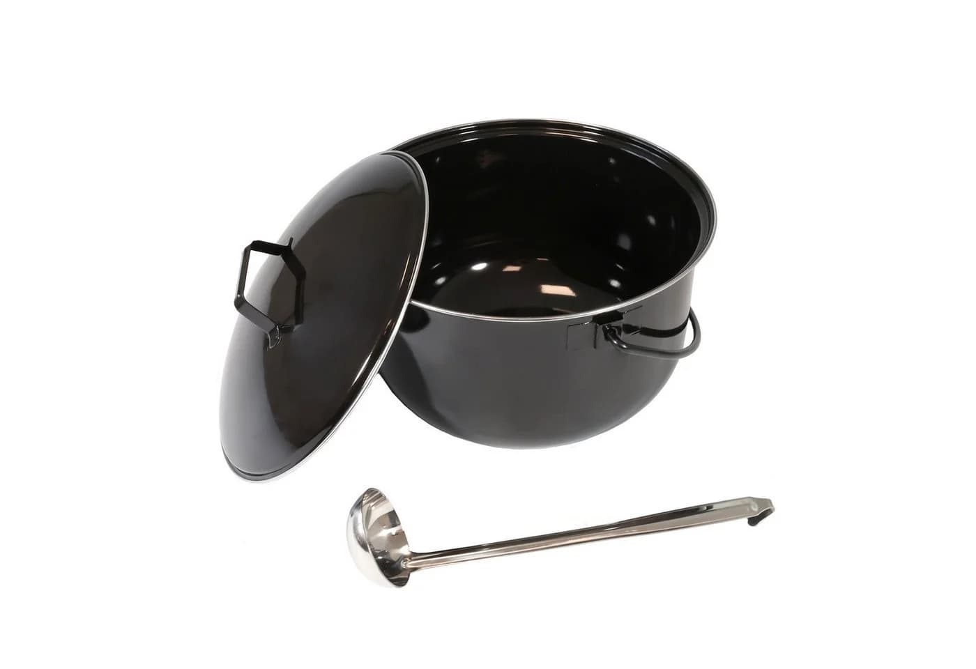 Lemodo Grilltopf Gulaschkessel 14L Emaille Schwarz mit Schöpflöffel - Bild 2
