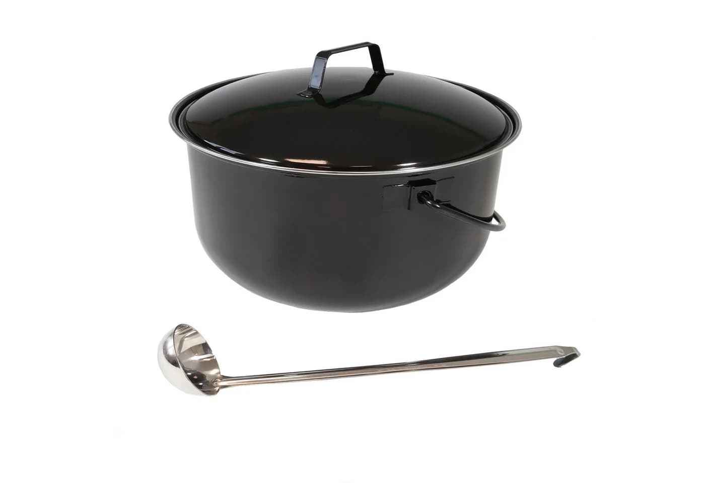 Lemodo Grilltopf Gulaschkessel 14L Emaille Schwarz mit Schöpflöffel - Bild 5