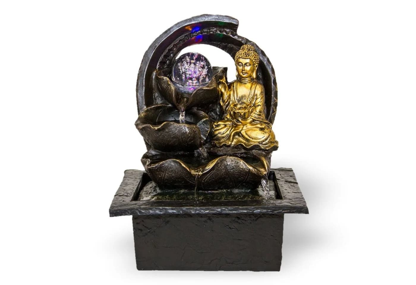 Lemodo Zimmerbrunnen Buddha mit LED-Beleuchtung Polyresin - Bild 2