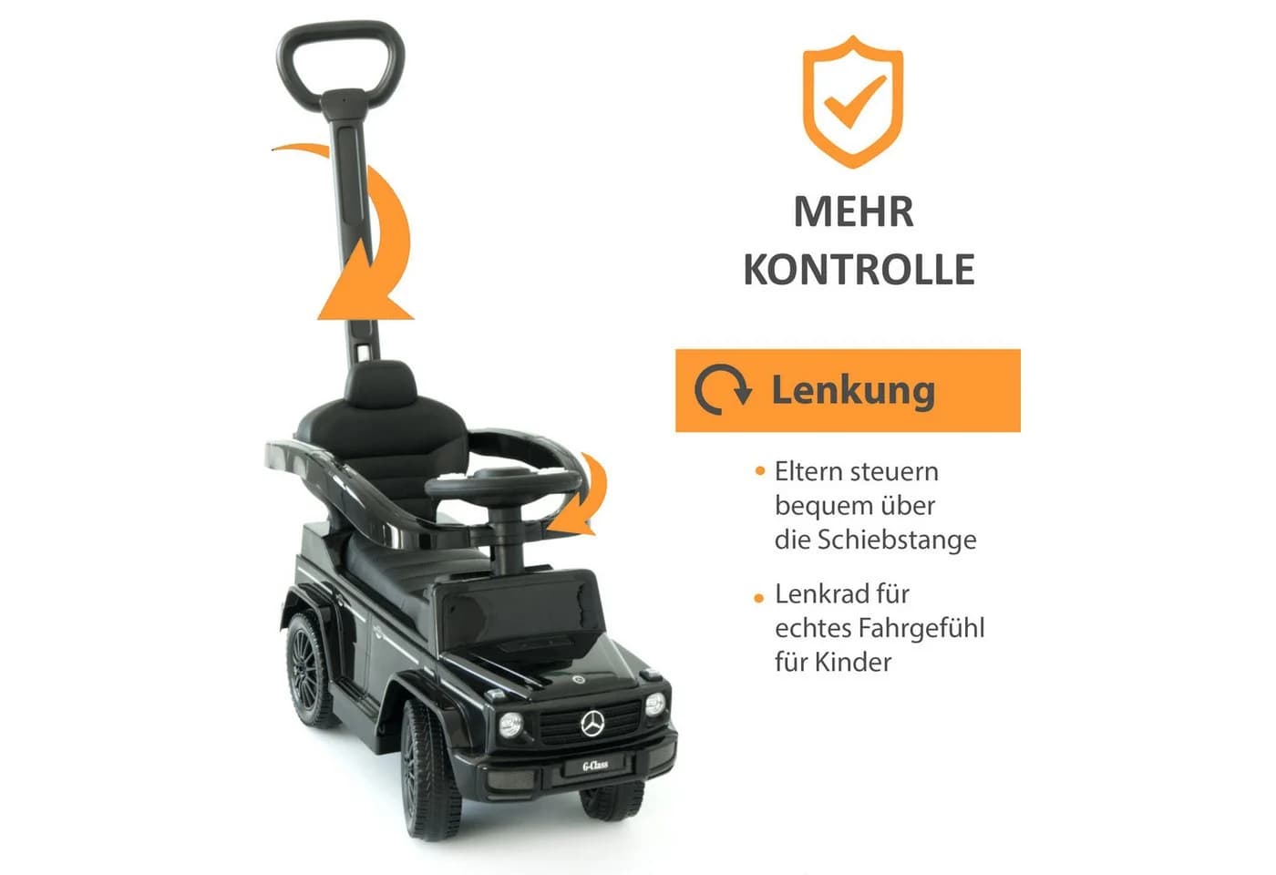 Lemodo Rutscherauto Babyrutscher Mercedes G350d Schwarz mit Schiebestange