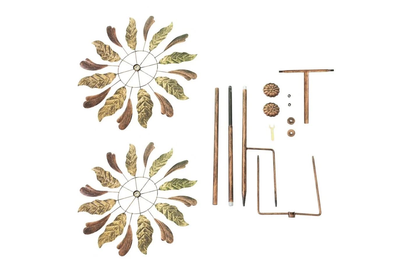 Lemodo Windspiel Windrad Leaves Metall Antikes Kupfer Gold - Bild 5