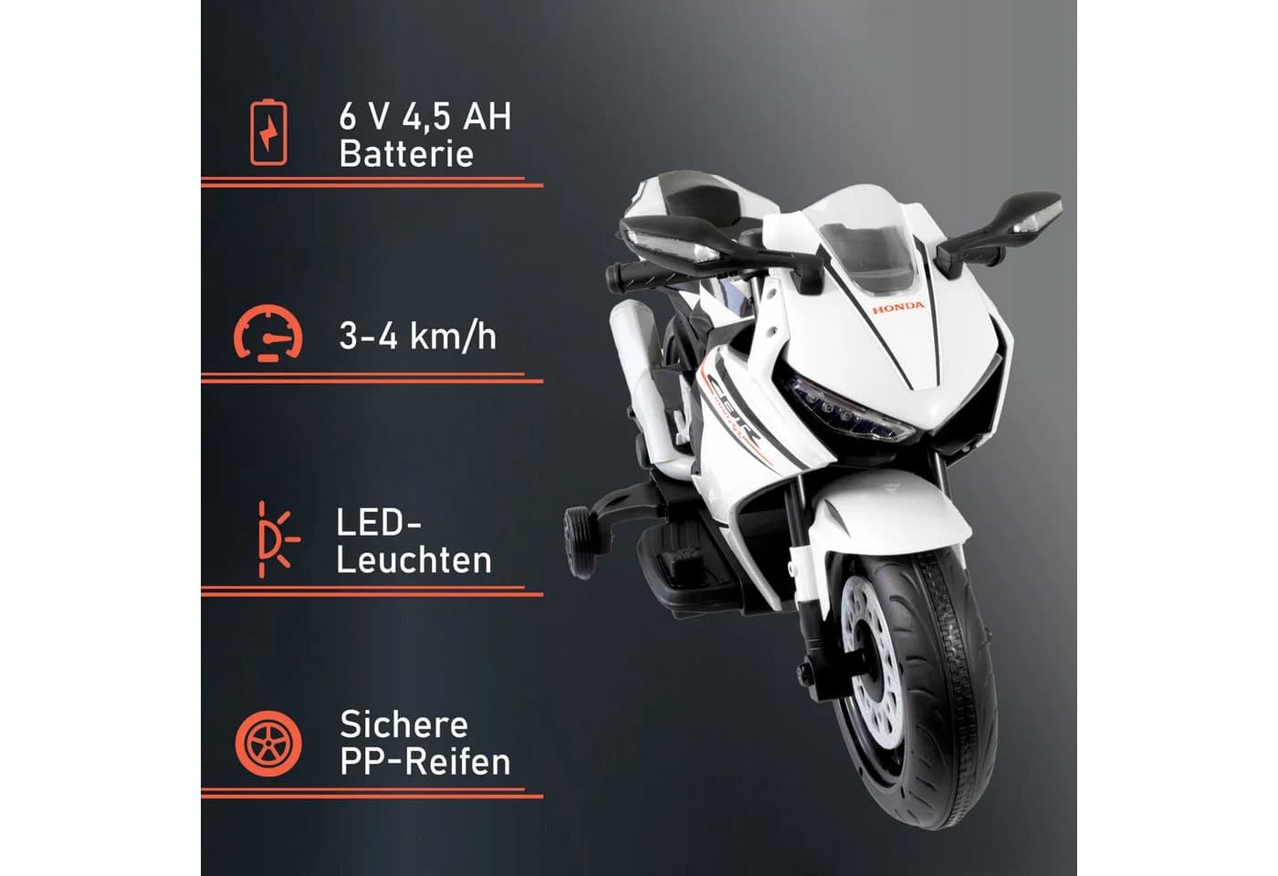 Lemodo Elektro-Kindermotorrad Honda weiß/schwarz
