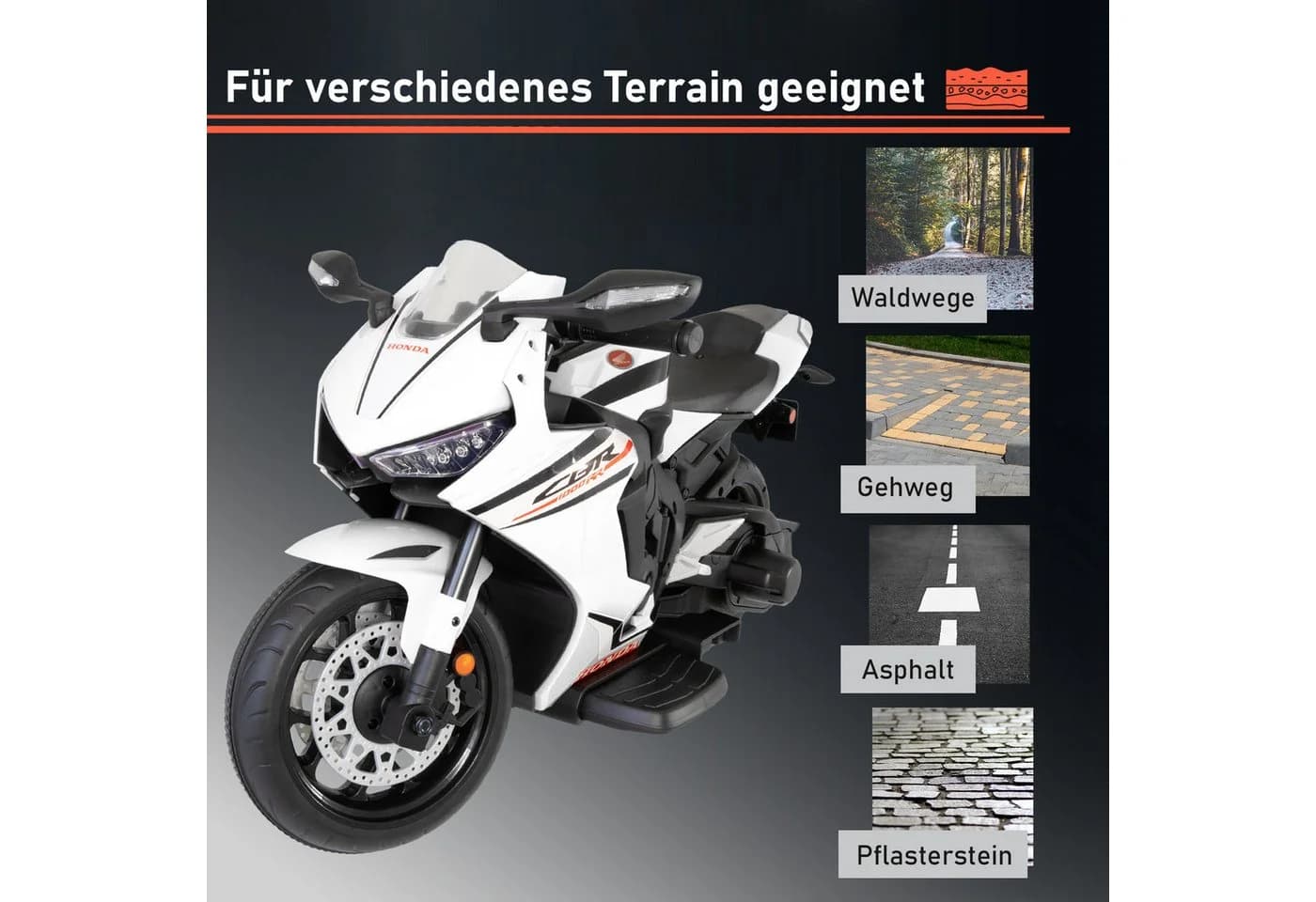 Lemodo Elektro-Kindermotorrad Honda weiß/schwarz - Bild 5