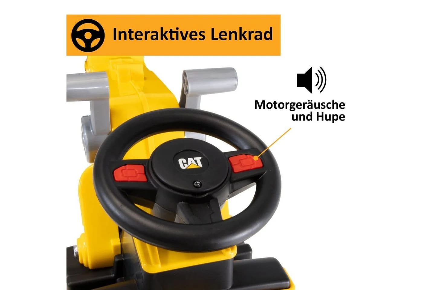 Lemodo Rutscherauto Sitzbagger mit beweglicher Schaufel, CAT Rutschauto, Gelb - Bild 4