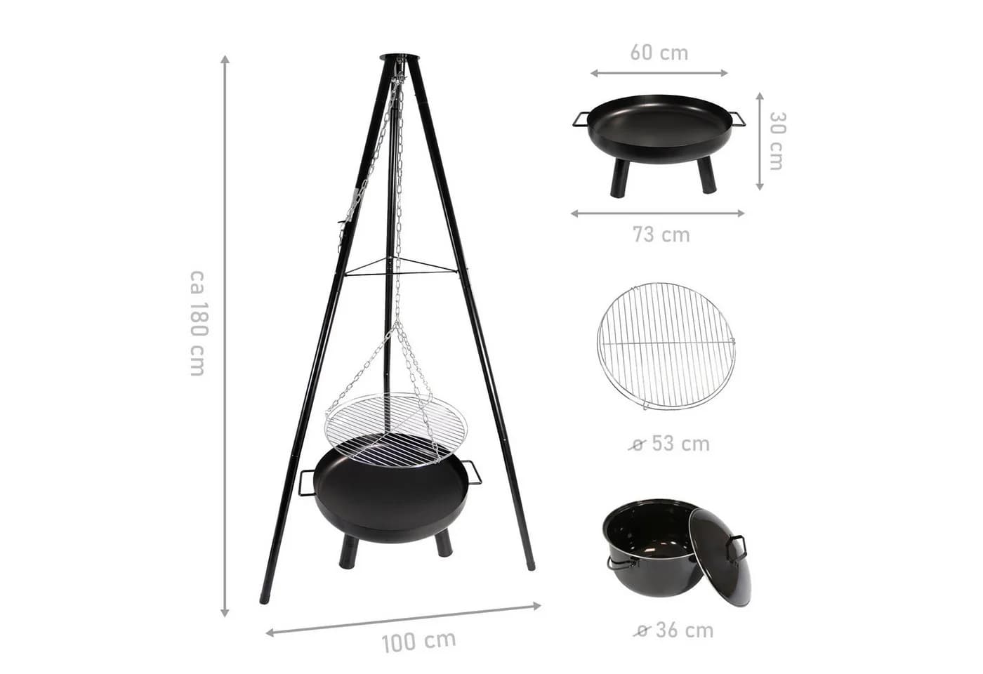 Lemodo Schwenkgrill mit Feuerschale & Zubehör