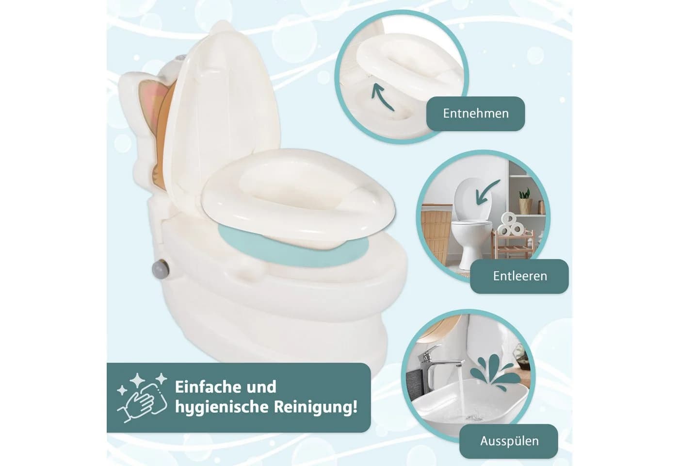 Lemodo Töpfchen mit Spülgeräusch und Toilettenpapierhalter Weiß - Bild 4