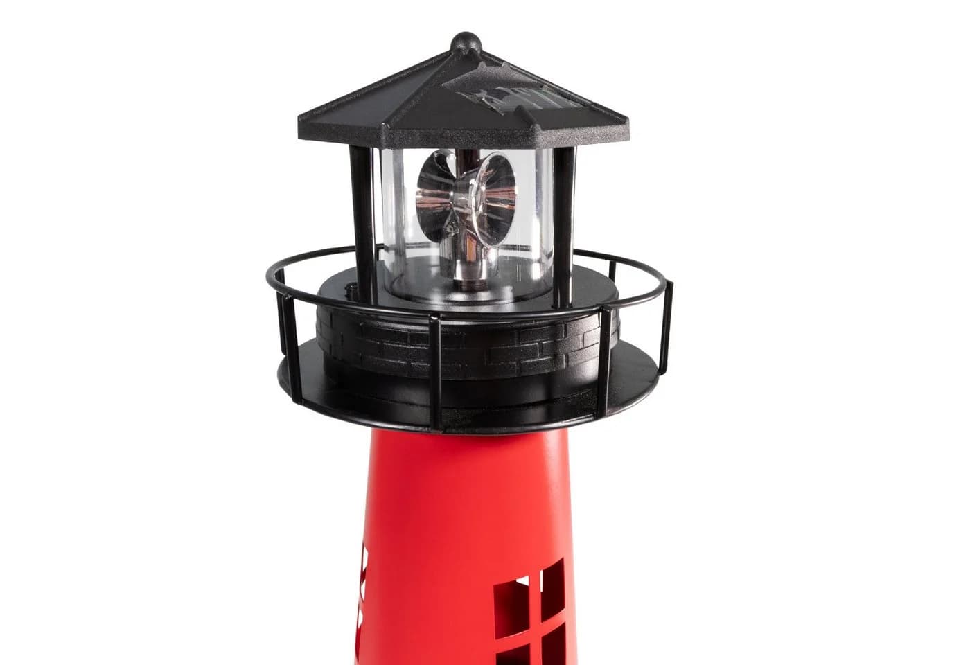 Lemodo Solar Leuchtturm LED Gartenleuchte rot/weiß mit rotierendem Licht - Bild 4