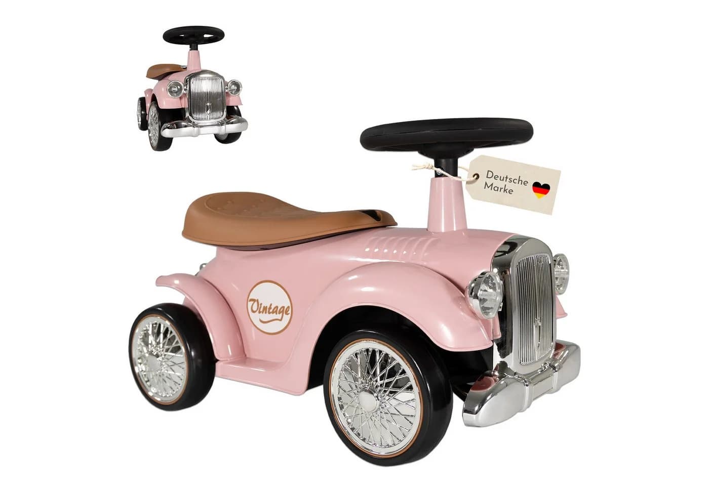 Lemodo Rutschauto Retrodesign Weiß/Rosa mit Stauraum - Bild 2