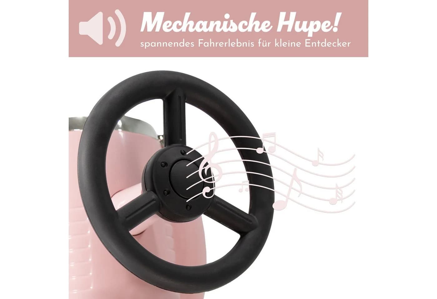 Lemodo Rutschauto Retrodesign Weiß/Rosa mit Stauraum - Bild 3