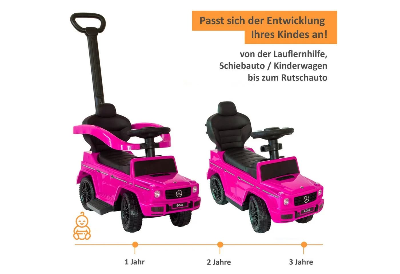 Lemodo Rutscherauto Babyrutscher Mercedes G350d mit Schiebestange