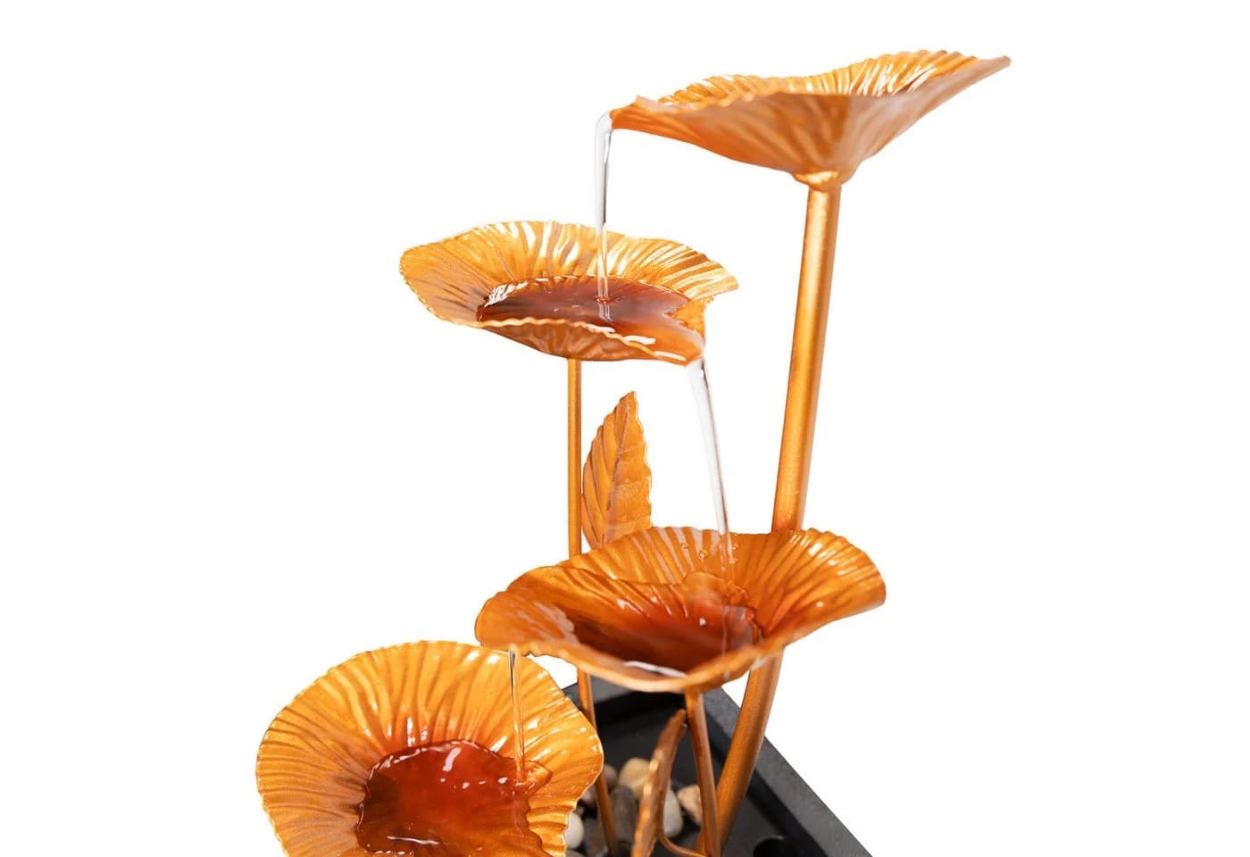 Lemodo Zimmerbrunnen Tischbrunnen mit Metallblättern, 4 Stufen, 21 cm Breite - Bild 4