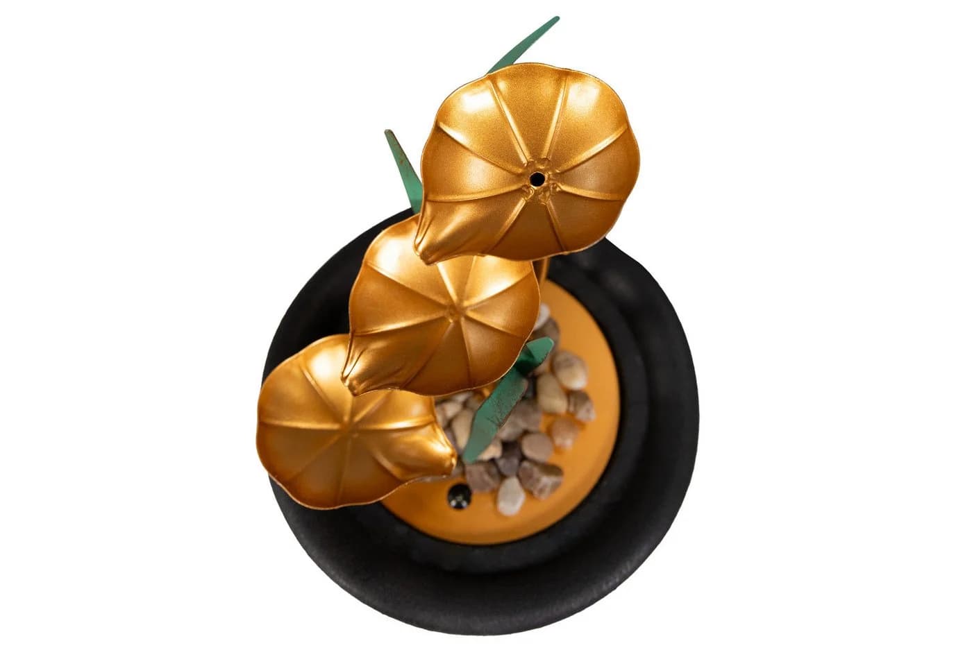 Lemodo Zimmerbrunnen Dekobrunnen mit Metallblättern, 3 Stufen, 23 cm Breite - Bild 3