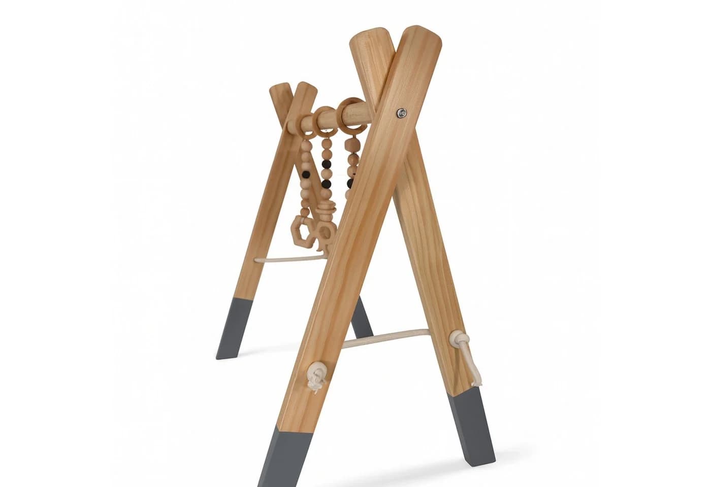 Lemodo Spielbogen Baby aus Kiefernholz natur, klappbar mit Anhängern - Bild 3