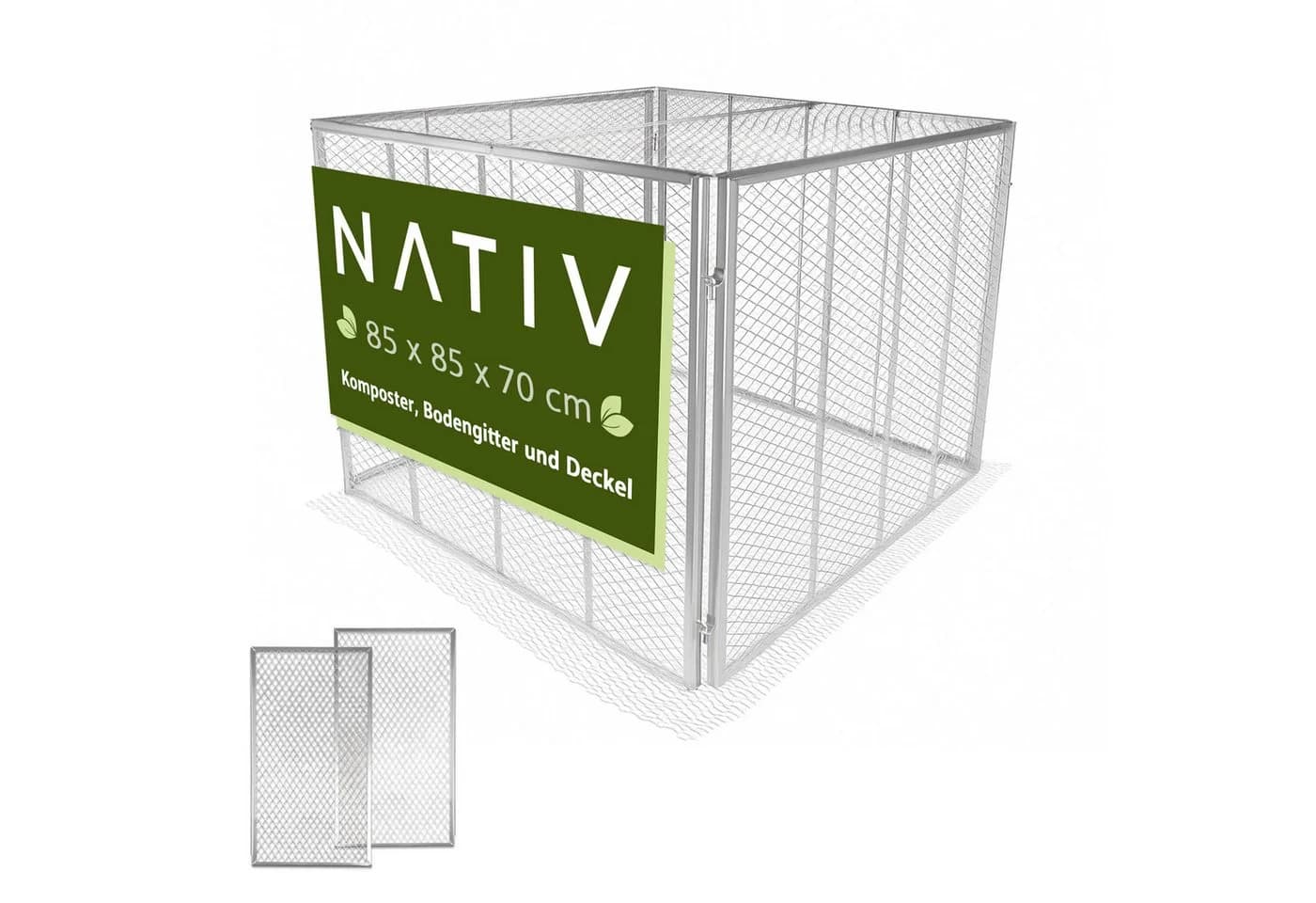 NATIV Metallkomposter mit Deckel und Bodengitter, silberfarben - Bild 2