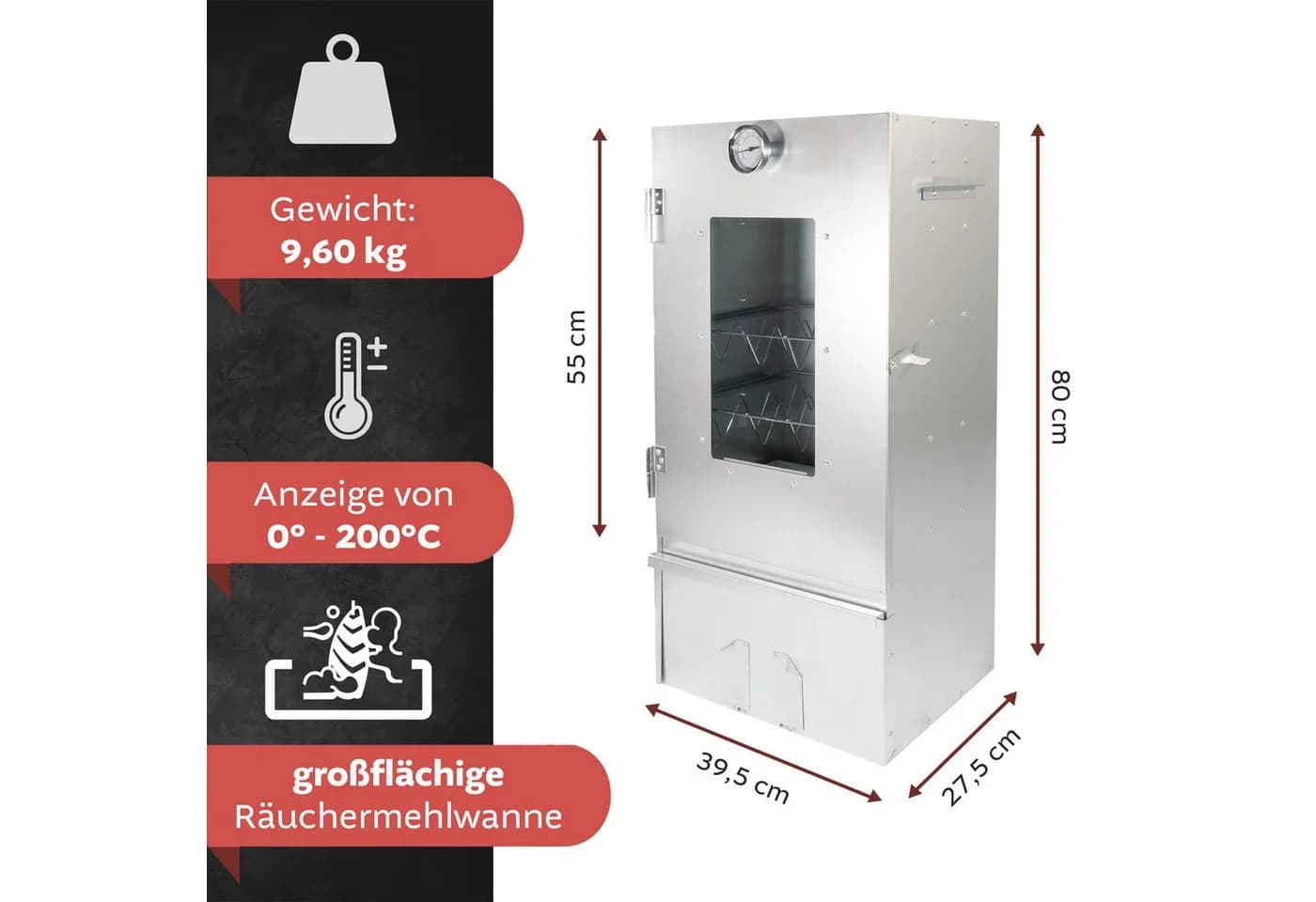 Lemodo Räucherofen Edelstahl 80cm mit Zubehör - Bild 3