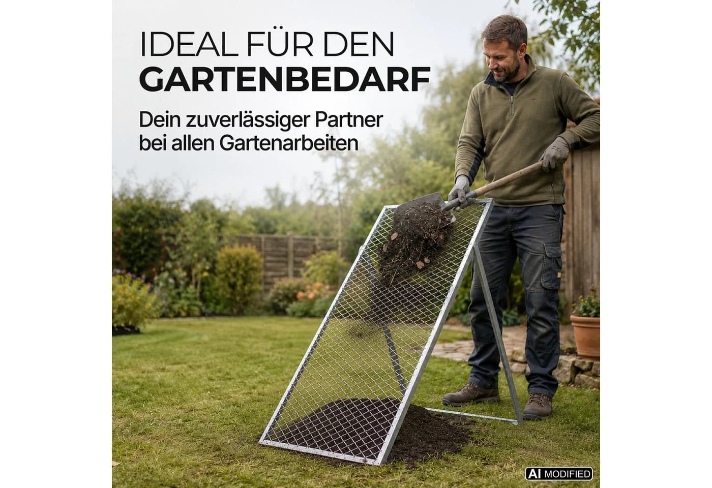 Lemodo Gartensieb 100x60 cm Galvanisierter Stahl - Bild 5