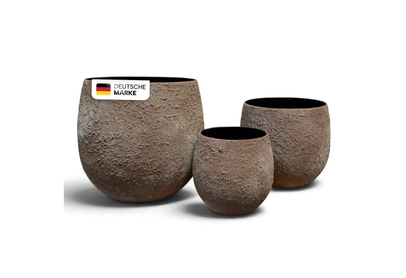 NATIV Pflanztöpfe aus Metall 3er-Set Braun Steinoptik - Bild 2