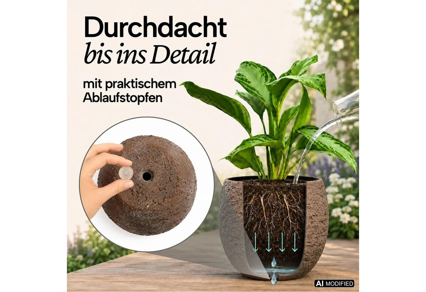 NATIV Pflanztöpfe aus Metall 3er-Set Braun Steinoptik - Bild 4