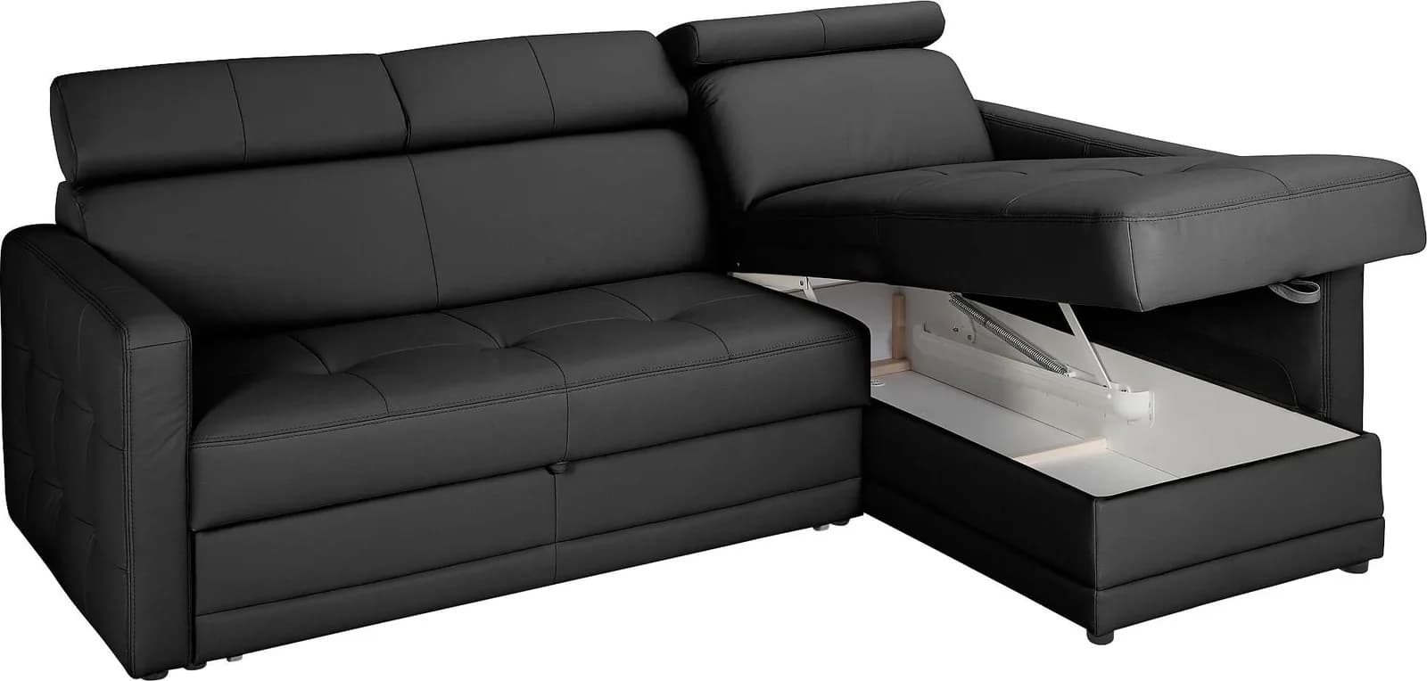 EXXPO Ecksofa Arles L-Form Schwarz mit Bettfunktion