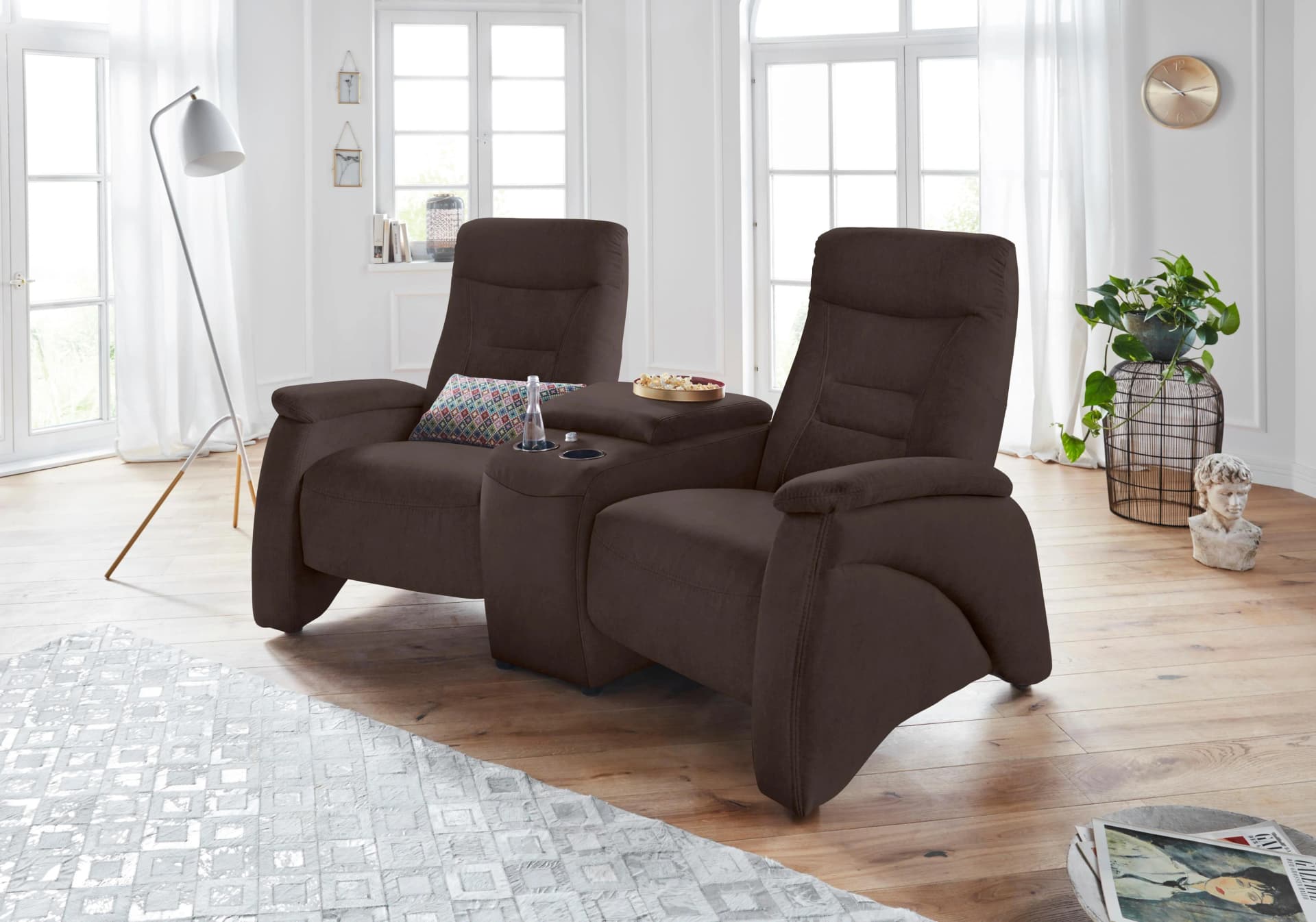 EXXPO Sofa Fashion Ascoli 2,5-Sitzer Braun mit Relaxfunktion