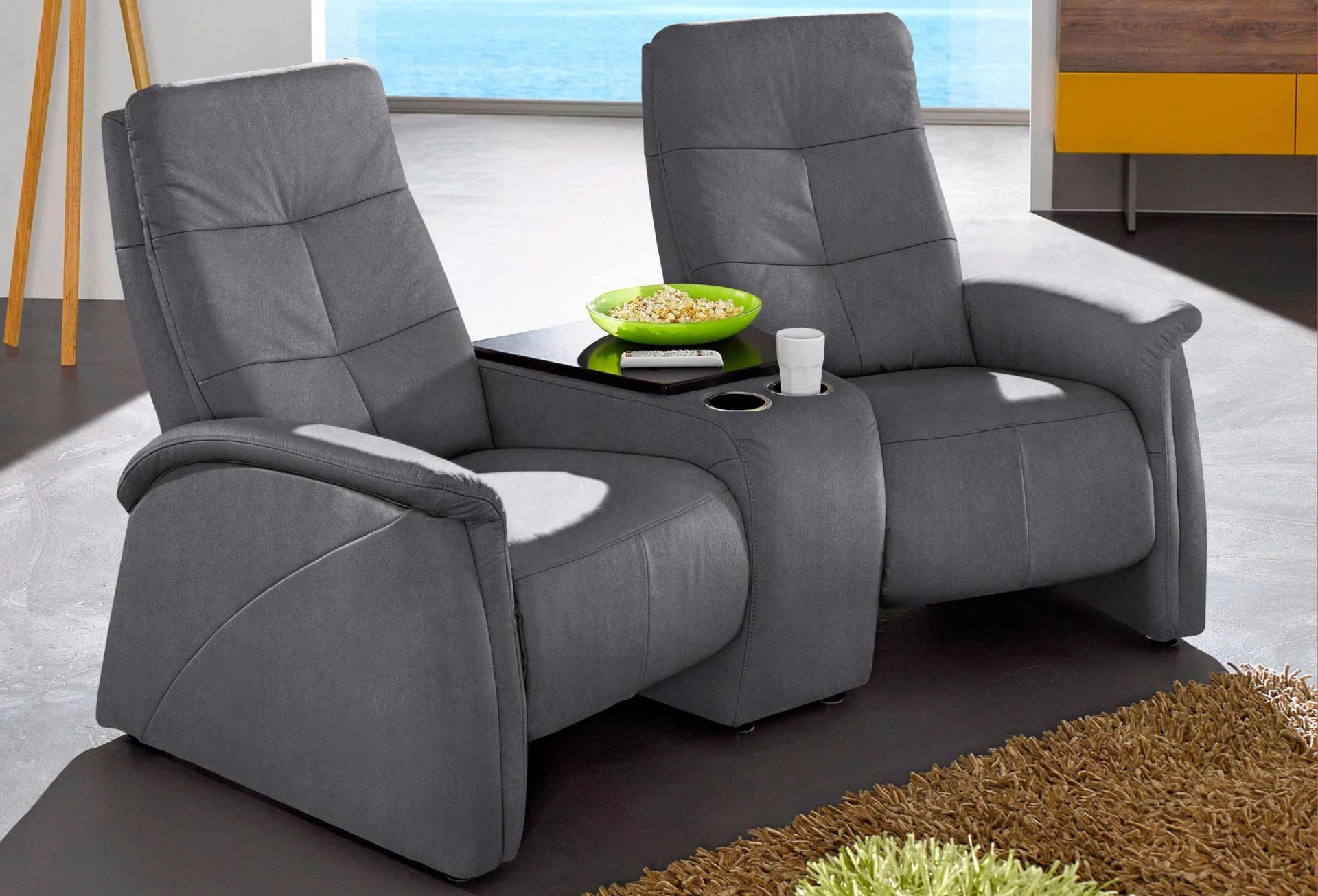 EXXPO Tivoli 2-Sitzer Sofa Relaxfunktion Anthrazit Microfaser