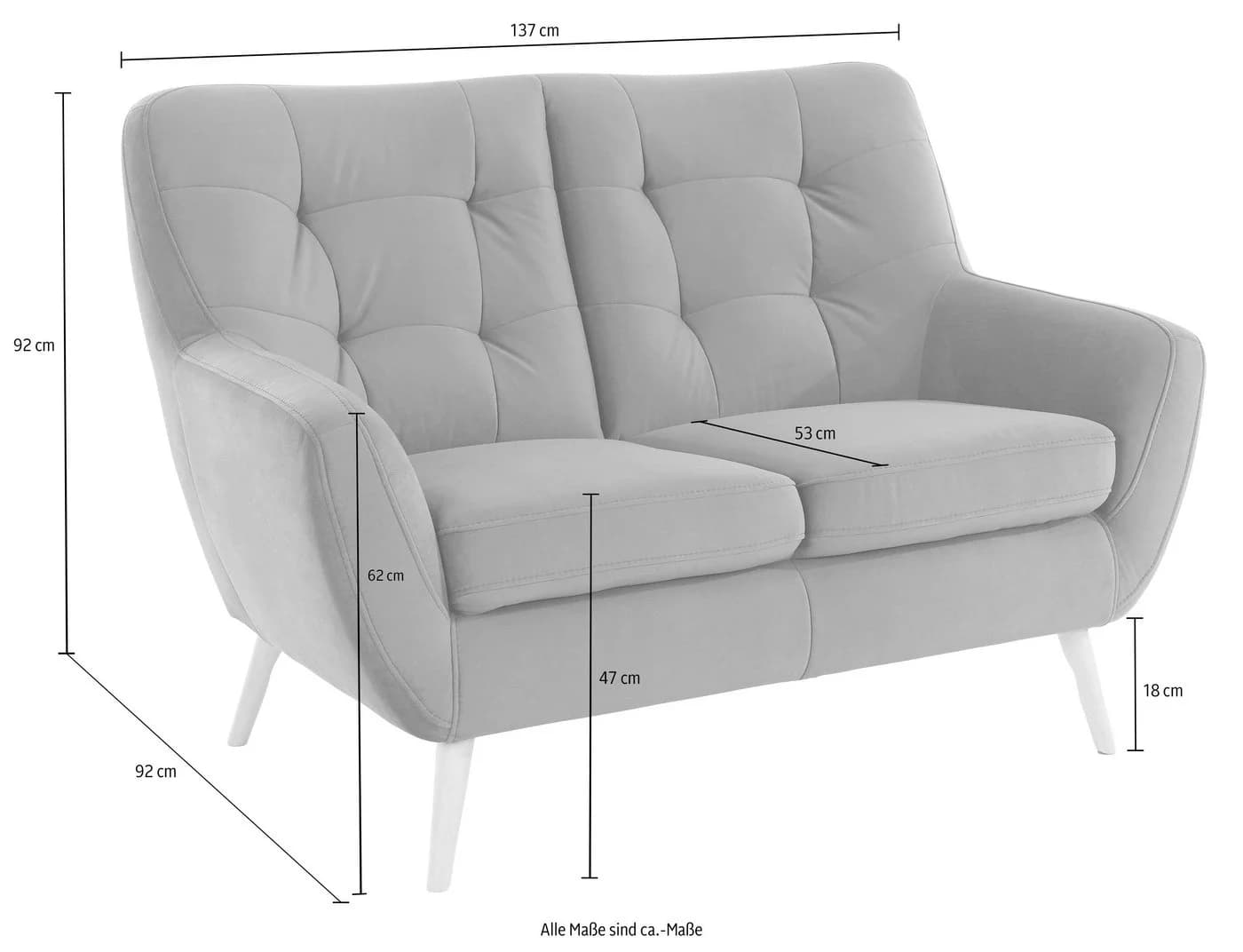 exxpo - sofa fashion 2-Sitzer Sofa Scandi Anthrazit Luxus-Microfaser - Bild 3